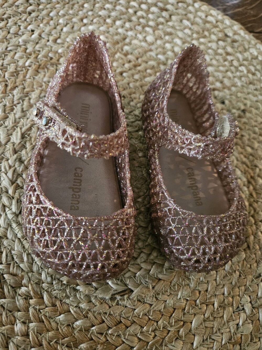 Mini Melissa Campana Zig Zag Glitter Mary Jane Flats | Baby Girl Size 5 | EUC